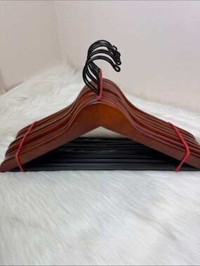 Brookstone Premium Wooden Suit Hangers in Mahogany  - Set of 10
